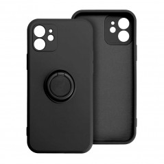 SILICONE RING for Apple iPhone 12 Pro FORCELL Plastic back phone cover Black
