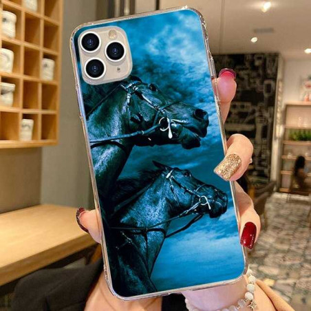 High quality soft silicone TPU cover for Apple iPhone 8 Plus Blue Horse