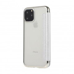 ELECTRO BOOK for Apple iPhone XS Max FORCELL Case of 100% natural leather & TPU Silver