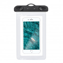 Waterproof bag for mobile phone with plastic closing 80x145 mm White