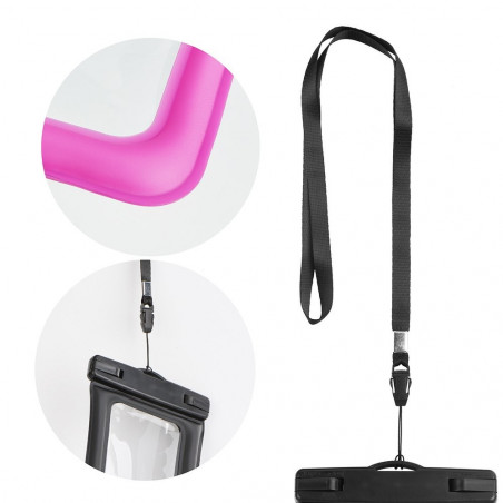 Waterproof AIRBAG for mobile phone with plastic closing 70x160 mm Pink