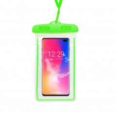 Waterproof bag FLUO for mobile phone with plastic closing Green