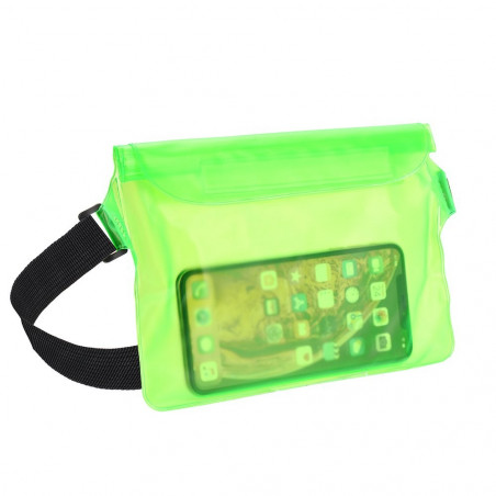 Waterproof bag for mobile phone with belt clip Green