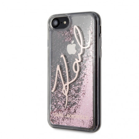 Originálny obal na Apple iPhone 8 Plus KARL LAGERFELD Obal zo 100% prírodnej kože Ružový