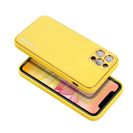 LEATHER na Apple iPhone 8 FORCELL Kožený obal Žlutý